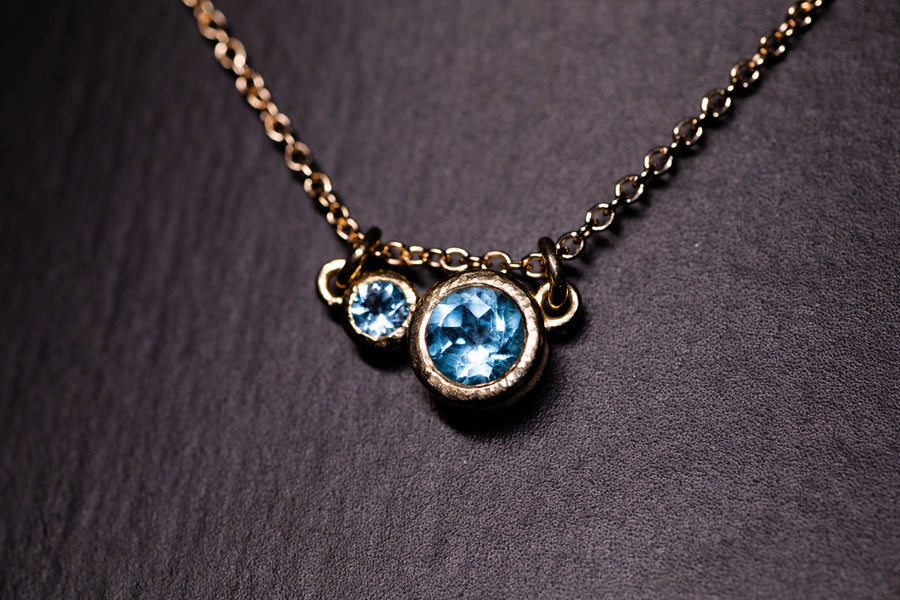 Topaz Two Stone Gold Necklace