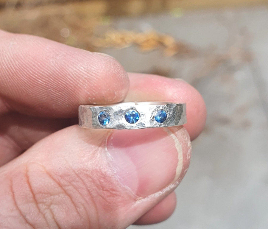 3 Sapphire Sterling Silver Ring