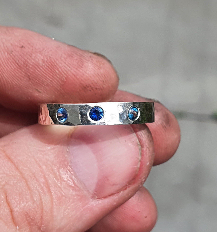 3 Sapphire Sterling Silver Ring