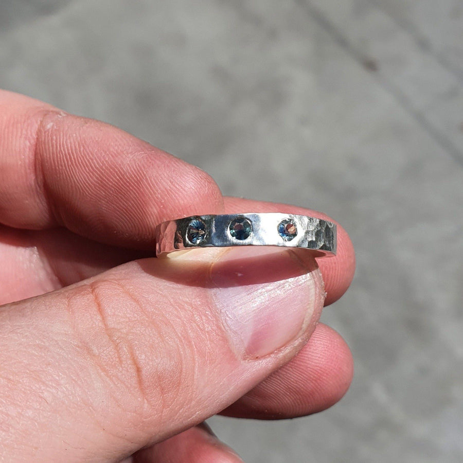 3 Sapphire Sterling Silver Ring