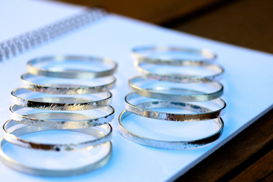 Sterling Silver Textured Bangle
