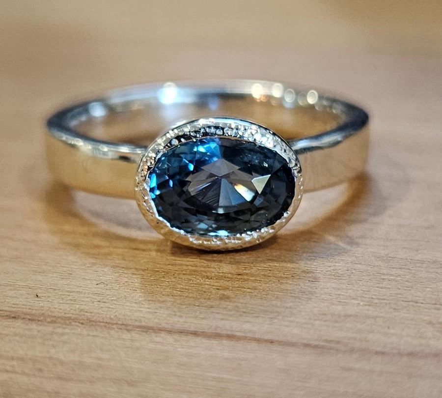 Oval Teal Sapphire Ring