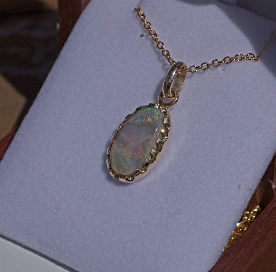 2ct Banded Dark Opal in 9ct Yellow Gold Pendant