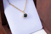 0.94ct Blue Teal Sapphire Necklace in 9ct Yellow Gold