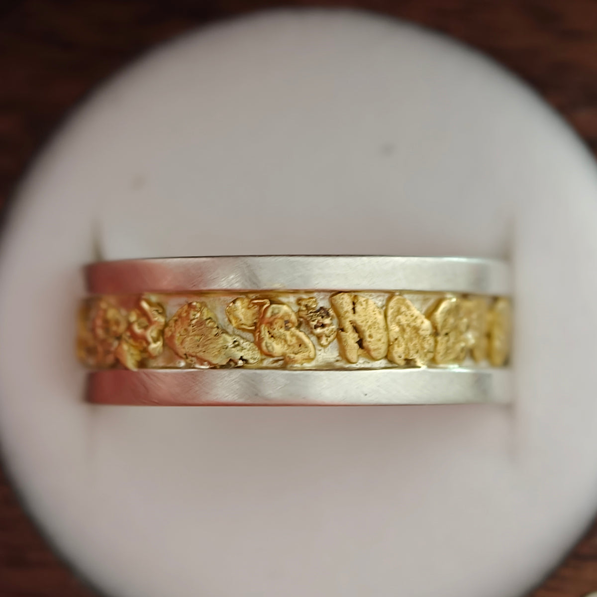 White gold nugget wedding band