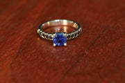 1.18ct Claw Set Royal Blue Sapphire with 0.30ct Black Diamonds in 9ct White Gold Ring