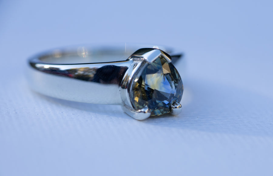 2.17ct Pear Shaped Sapphire in a 9ct White Gold Ring