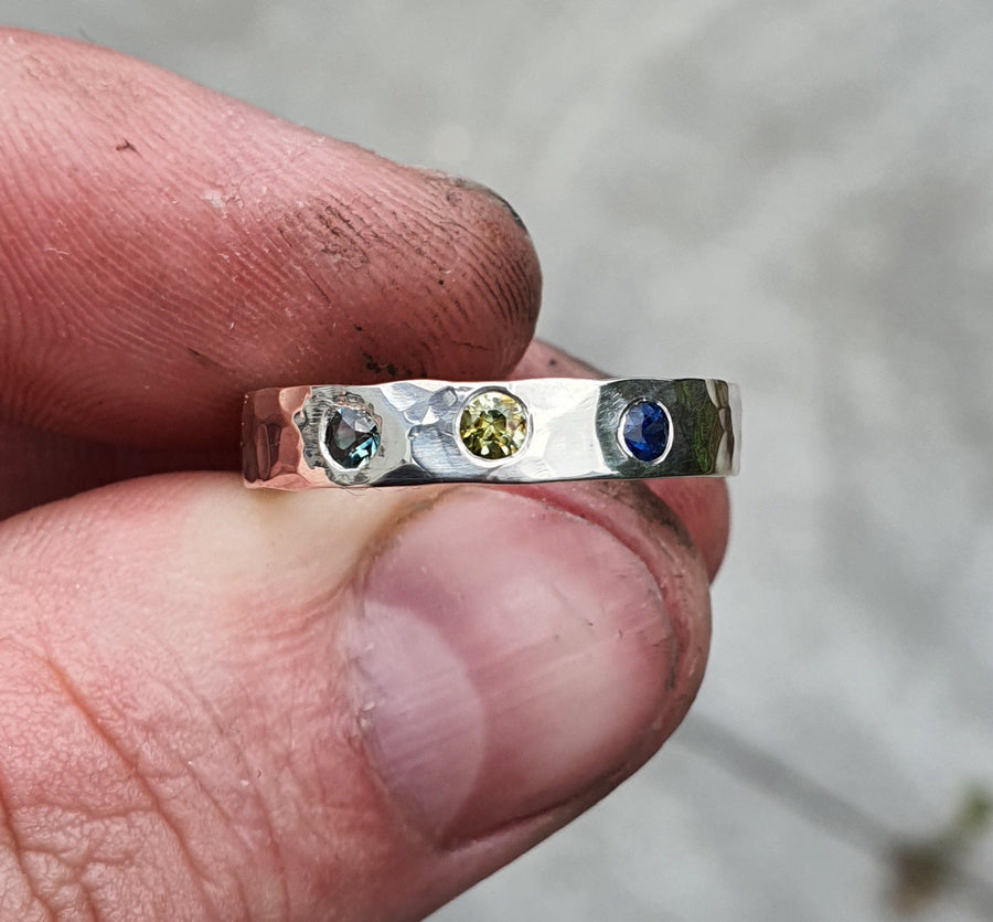 3 Sapphire Sterling Silver Ring