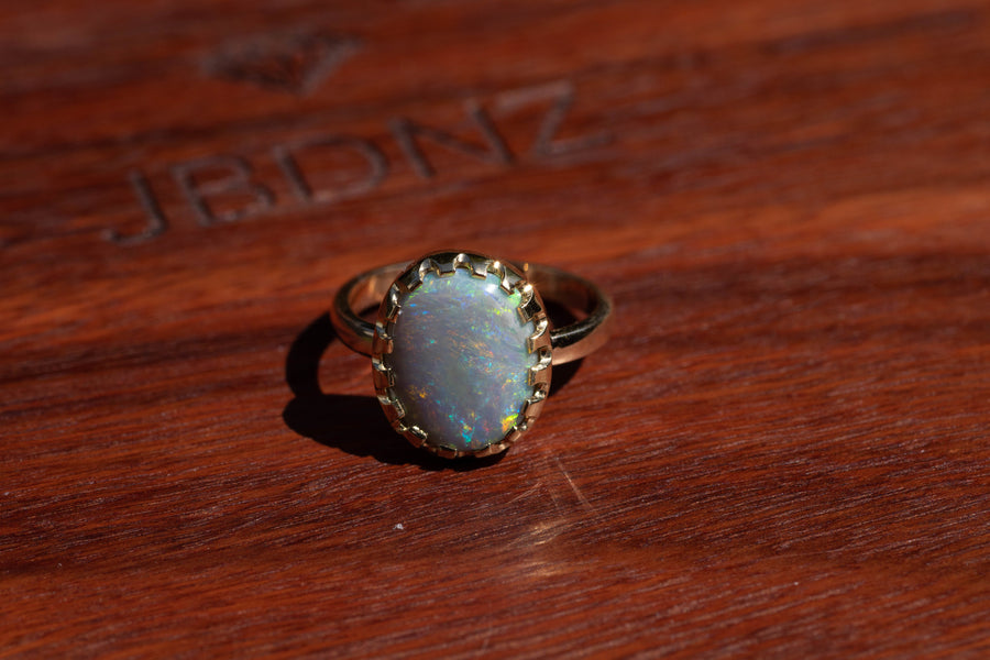 6ct Dark Opal in 18ct Yellow Gold Ring