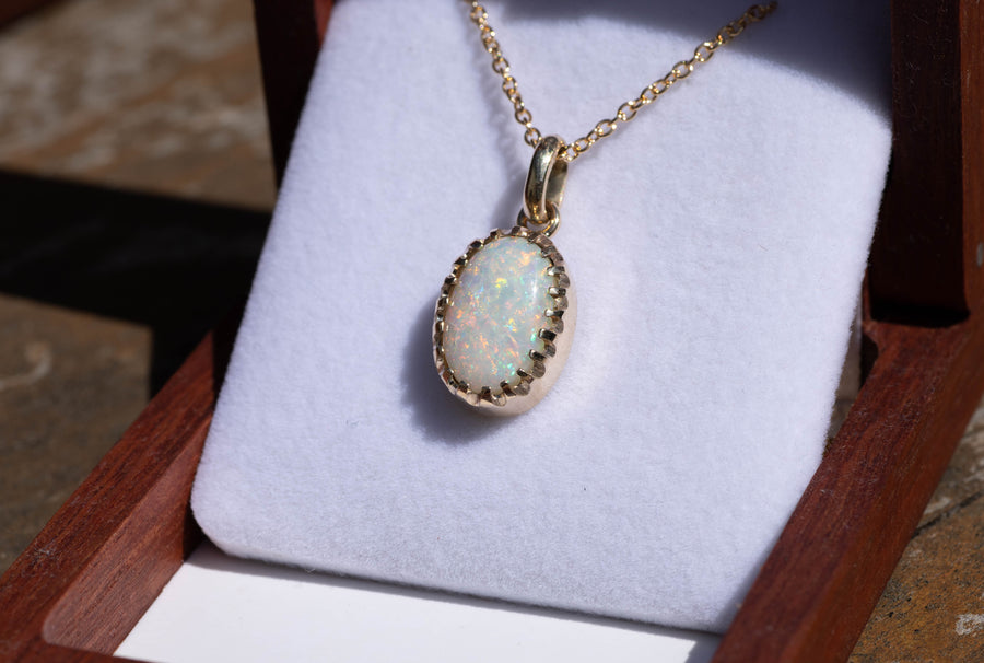 5ct Crystal Opal in 9ct Yellow Gold Pendant
