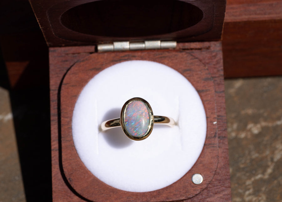 2ct Black Opal in 18ct Yellow Gold Ring