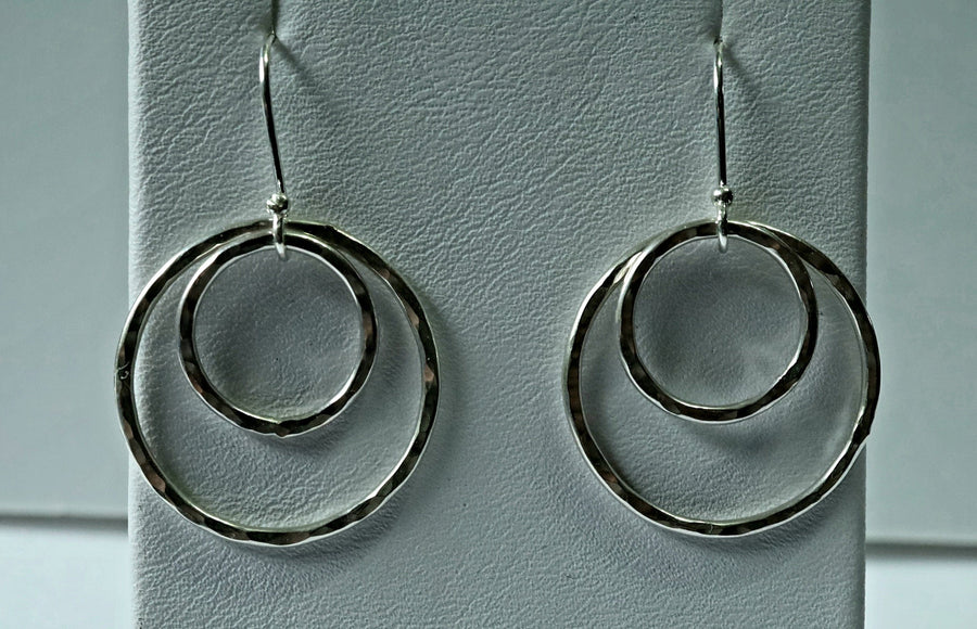 Textured Sterling Silver Double Hoop Earrings